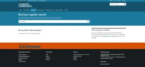 UK Gambling Commission business register used to check Extreme Spins licence status